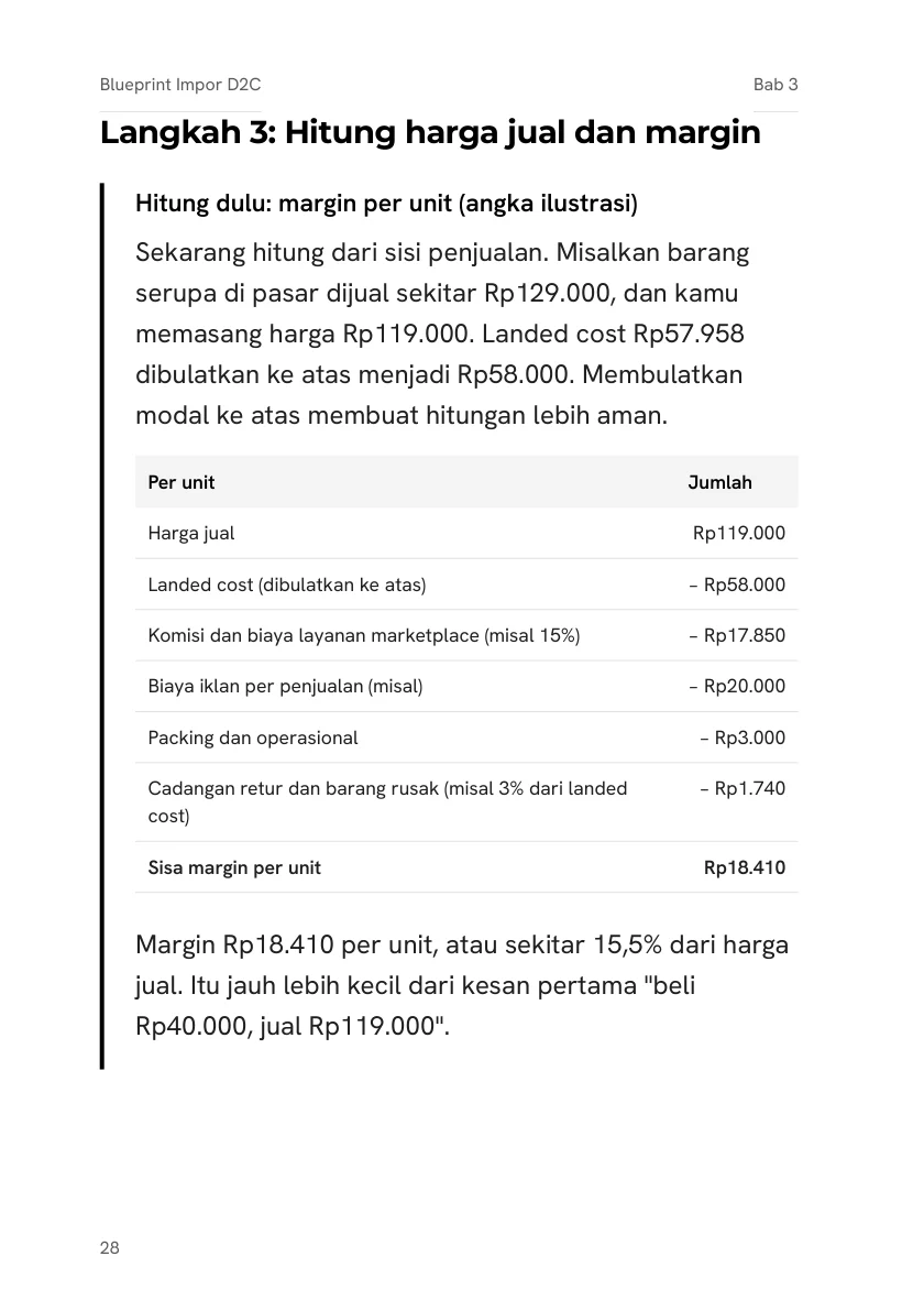 Halaman isi: contoh hitungan margin per unit